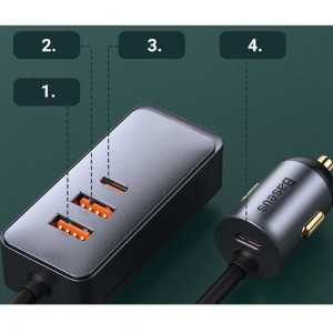 شارژر فندکی باسئوس مدل Share Together CCBX120C2 توان 120 وات